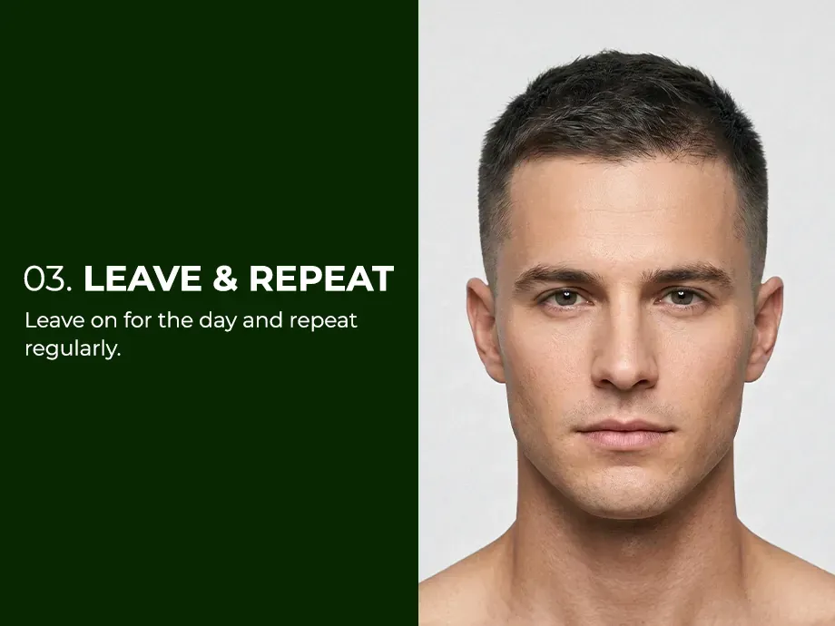 Neo Hair Lotion routine banner — step two, apply 10–15 sprays to a dry scalp