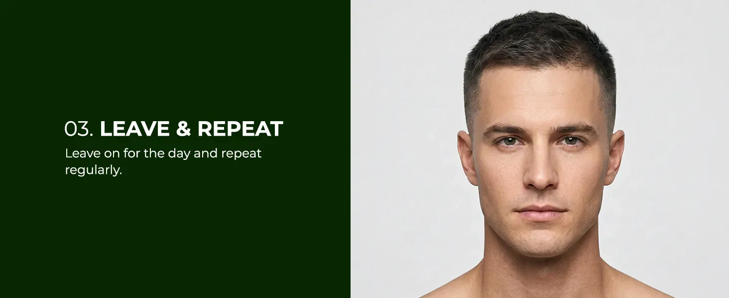 Neo Hair Lotion routine banner — step three, massage and repeat morning and night