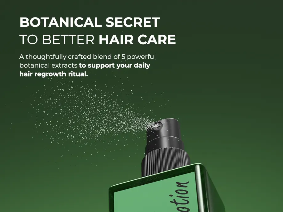 Neo Hair Lotion editorial banner — 120 ml botanical scalp treatment made in Thailand